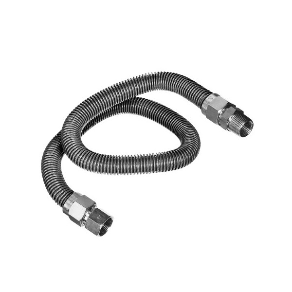 Flextron Gas Line Hose 3/8'' O.D.x72'' Length 3/8" FIPx1/2" MIP Fittings, Stainless Steel Flexible Connector FTGC-SS14-72J - main